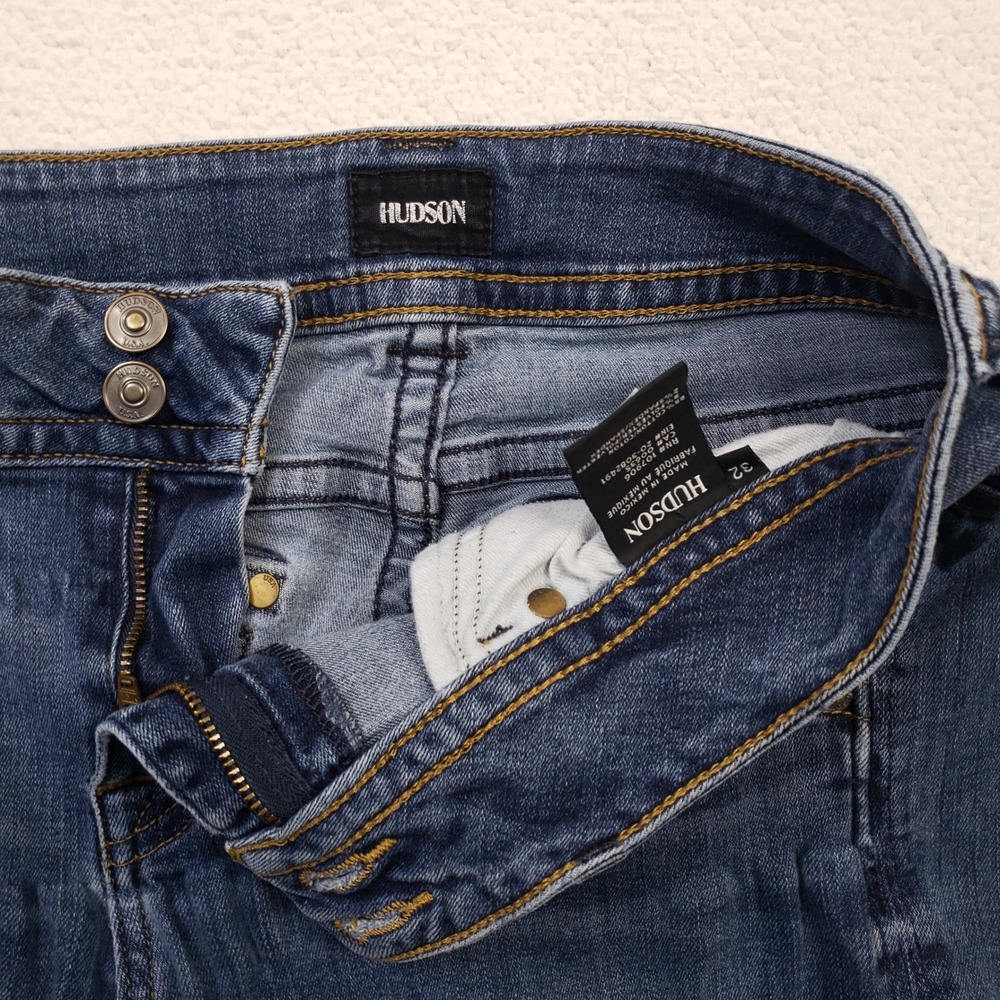 Hudson Jeans Signature Midrise Bootcut Women 32 Blue Denim Flap Pocket Stretch - Picture 3 of 12